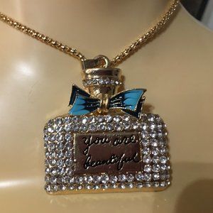 You Are Beautiful Cologne Bottle Costume Jewelry Necklace New Drawer 6